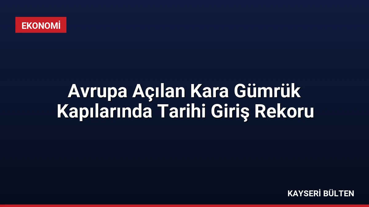 Avrupa Açılan Kara Gümrük Kapılarında Tarihi Giriş Rekoru